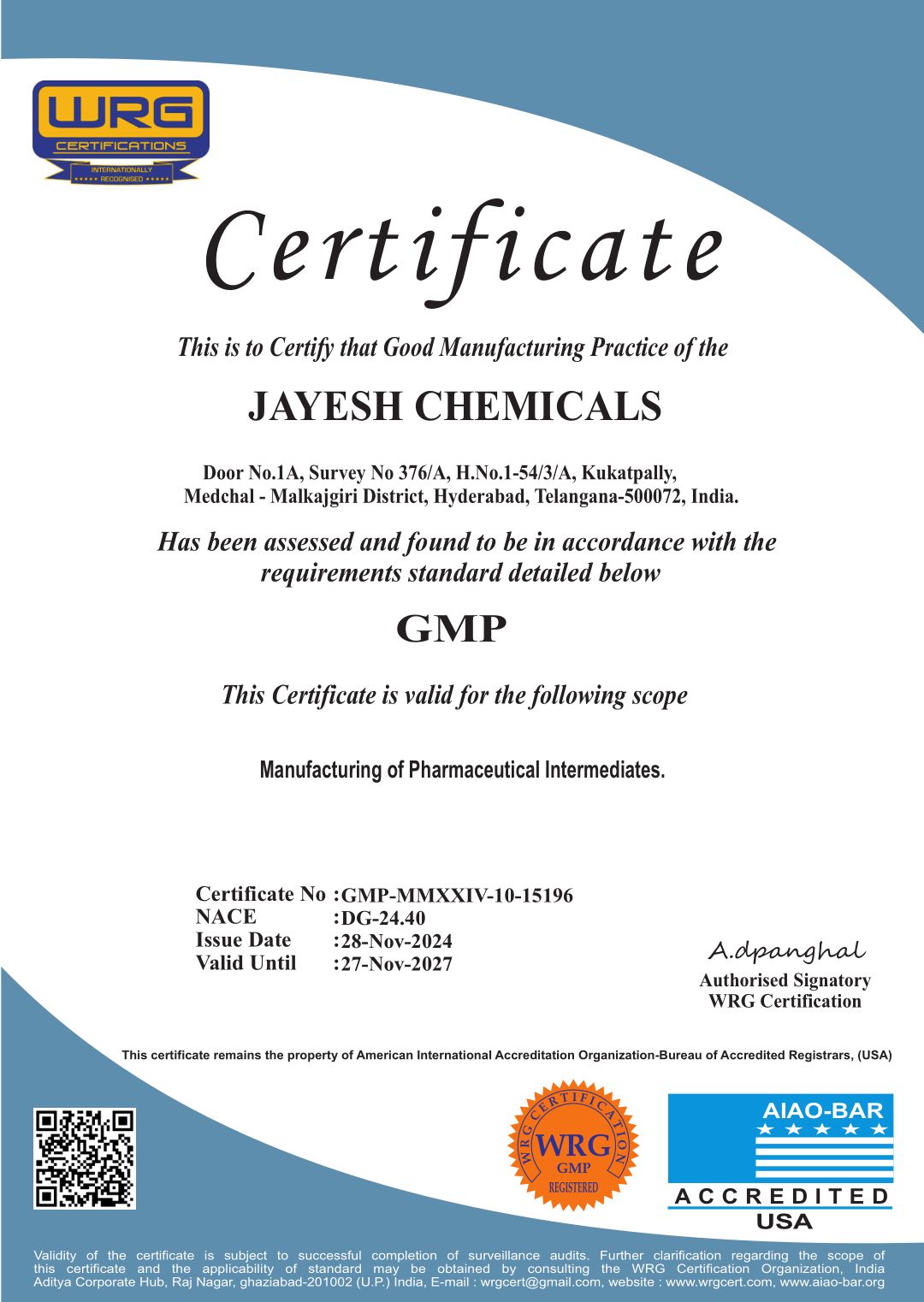 GMP Certificate